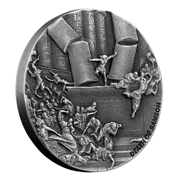 Niue: Biblical - Death of Samson 2 uncje Srebra 2021 Proof Antiqued Coin 