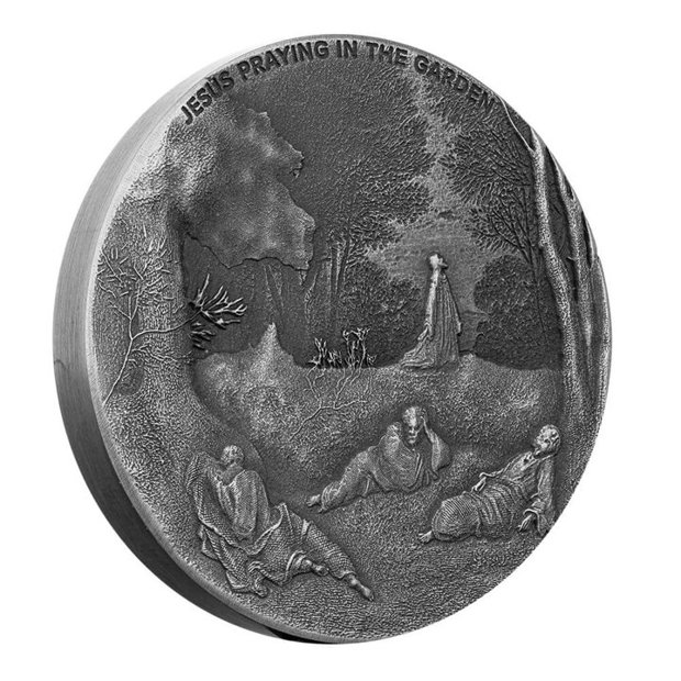 Niue: Biblical - Jesus Praying In the Garden 2 uncje Srebra 2021 Proof Antiqued Coin 