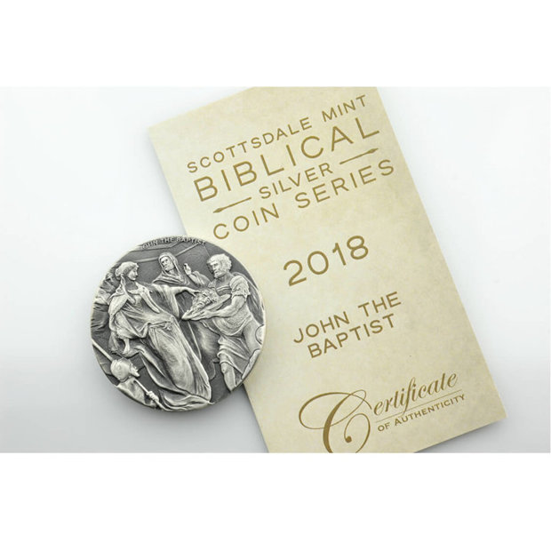 Niue: Biblical -  John the Baptist 2 uncje Srebra 2018 Proof Antiqued Coin 