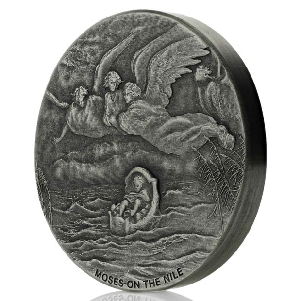 Niue: Biblical - Moses on the Nile 2 uncje Srebra 2019 Proof Antiqued Coin 
