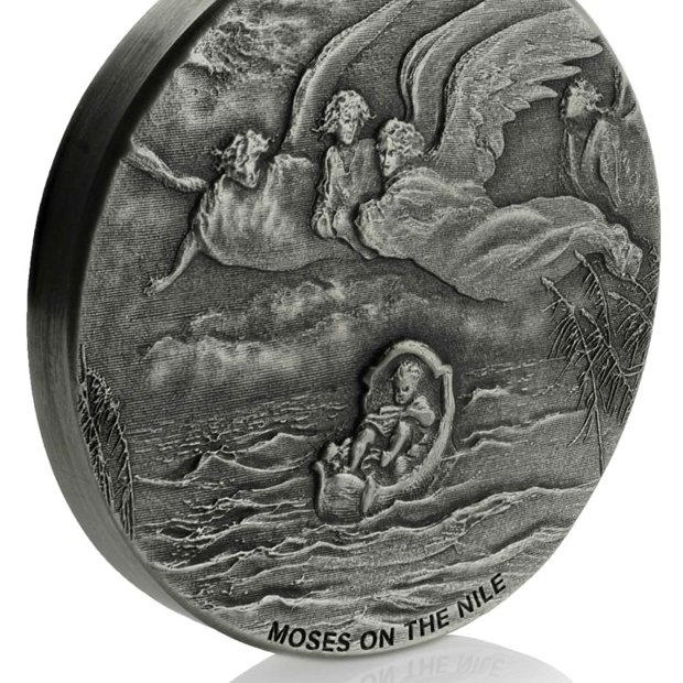 Niue: Biblical - Moses on the Nile 2 uncje Srebra 2019 Proof Antiqued Coin 