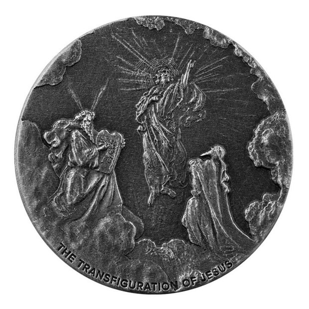 Niue: Biblical - The Transfiguration of Jesus 2 uncje Srebra 2021 Proof Antiqued Coin 