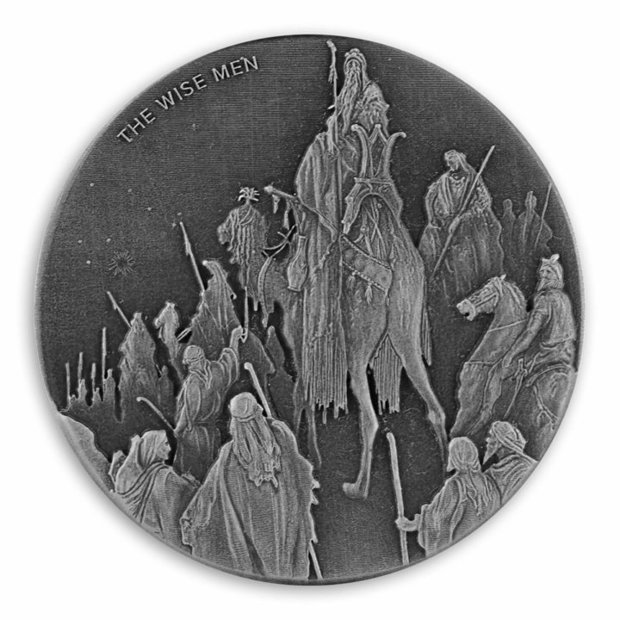 Niue: Biblical - The Wise Men 2 uncje Srebra 2017 Proof Antiqued Coin 
