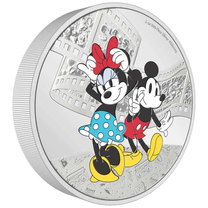 Niue: Disney Mickey & Friends -Mickey & Minnie kolorowany 3 uncje Srebra 2023 Proof