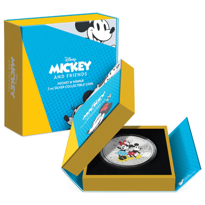 Niue: Disney Mickey & Friends -Mickey & Minnie kolorowany 3 uncje Srebra 2023 Proof