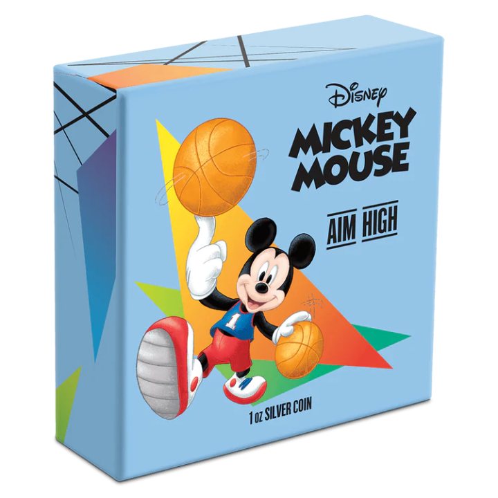 Niue: Disney Mickey Mouse - Aim High kolorowany 1 uncja Srebra 2020 Proof