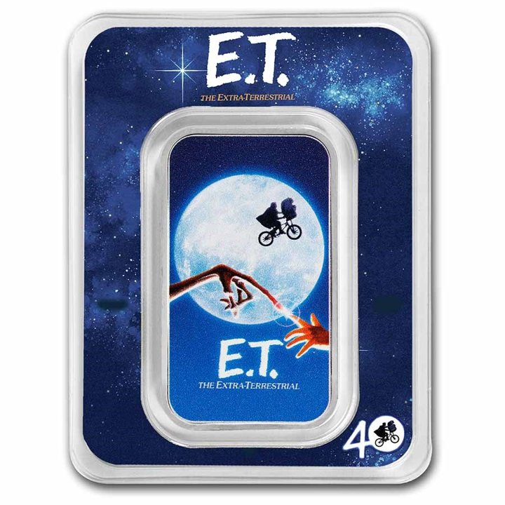 Niue: E.T. kolorowany - 40. rocznica filmu 1 uncja Srebra 2022 Movie Poster Coin Slab