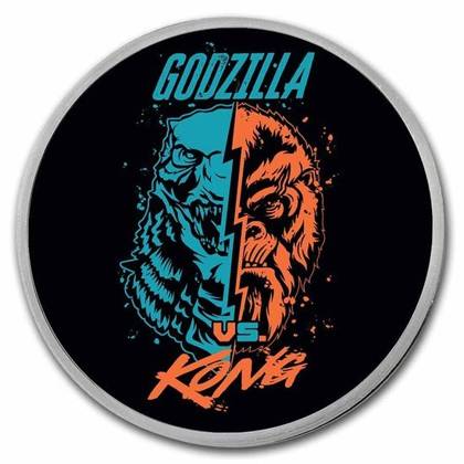 Niue: Godzilla vs. King Kong kolorowany 1 uncja Srebra 2021 