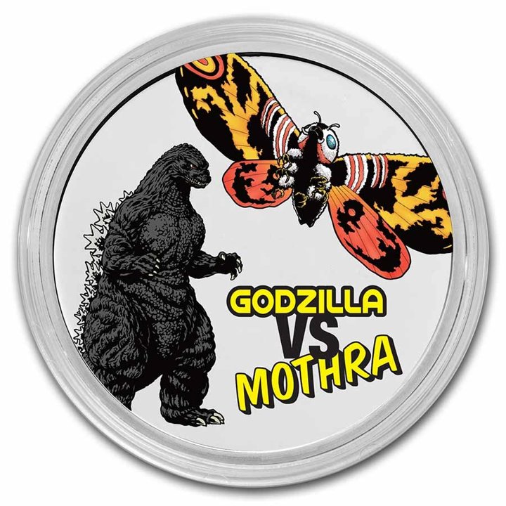 Niue: Godzilla vs Monsters - Mothra kolorowana 2 uncje Srebra 2023 