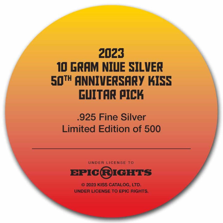 Niue: KISS 50th Anniversary 10 gramów Srebra 2023 Guitar Pick