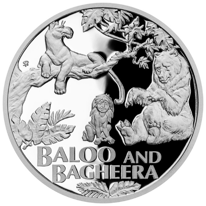 Niue: The Jungle Book - Bear Baloo and Black Panther Bagheera $1 Srebro 2022 Proof