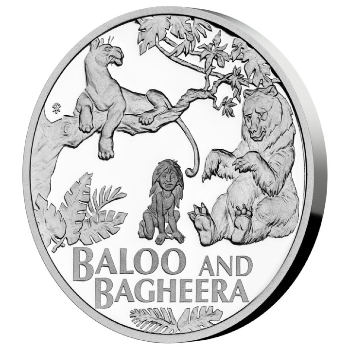 Niue: The Jungle Book - Bear Baloo and Black Panther Bagheera $1 Srebro 2022 Proof