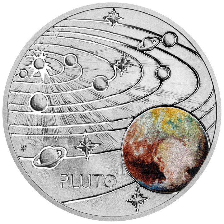 Niue: The Milky Way - Pluto kolorowany $1 Srebro 2022 Proof