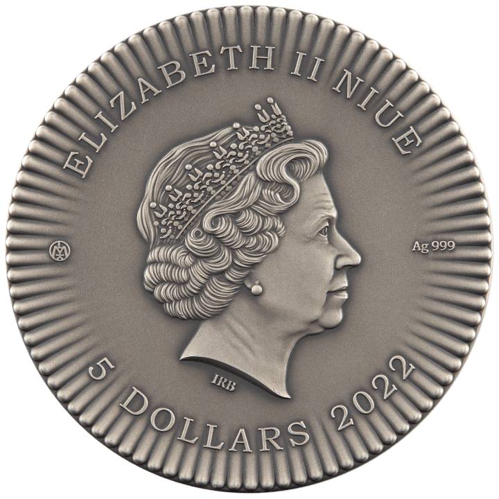Niue: Women - Elizabeth I kolorowana $5 Srebro 2022 High Relief Antiqued Coin