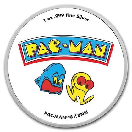 PAC-MAN Arcade Cabinet kolorowany 1 uncja Srebra 