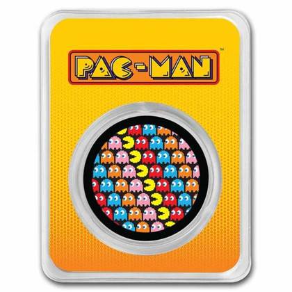 PAC-MAN Pixel Pattern kolorowany 1 uncja Srebra 