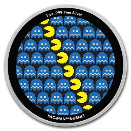 PAC-MAN Pixel Pattern kolorowany 1 uncja Srebra 