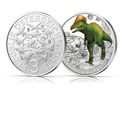 Pachycephalosaurus kolorowany 3 Euro Miedź 2022