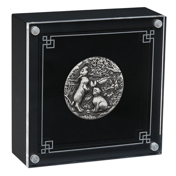 Perth Mint: Lunar III - Rok Królika 2 uncje Srebra 2023 Antiqued Coin 