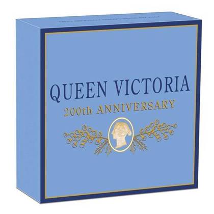 Queen Victoria 200. rocznica kolorowana 2 uncje Srebra 2019 Antiqued Cameo Coin