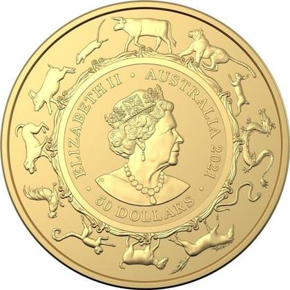 Royal Australian Mint: Lunar- Rok Bawoła 1/2 uncji Złota 2021