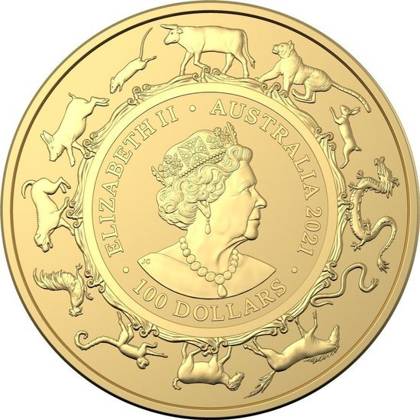 Royal Australian Mint: Lunar- Rok Bawoła 1 uncja Złota 2021