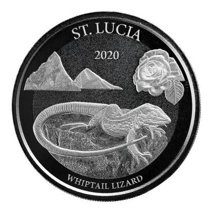 Saint Lucia: Whiptail Lizard 1 uncja Srebra 2020