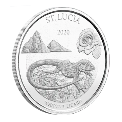 Saint Lucia: Whiptail Lizard 1 uncja Srebra 2020