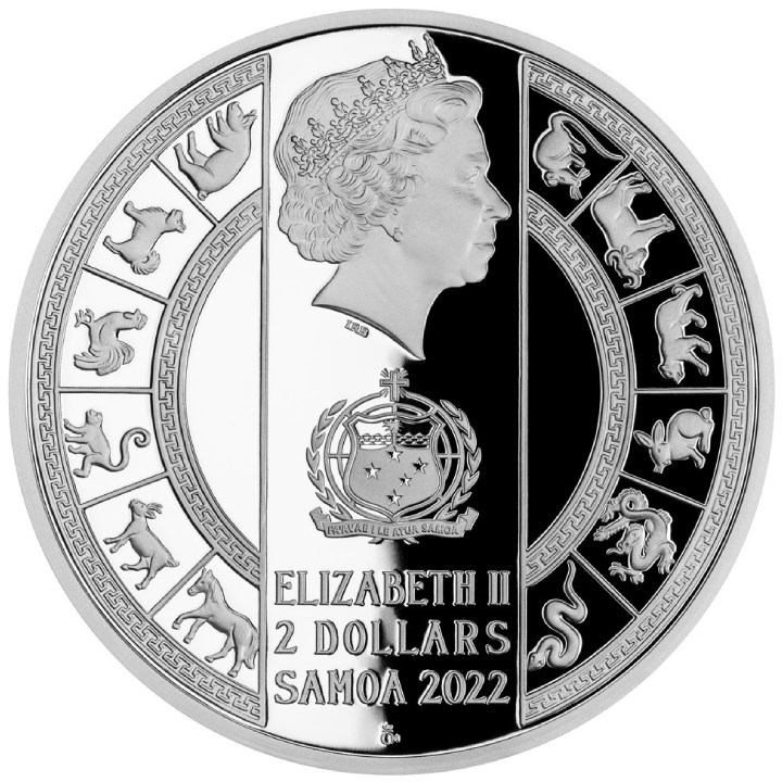 Samoa: Crystal Coin - The Year of Tiger $2 Srebro 2022 Proof