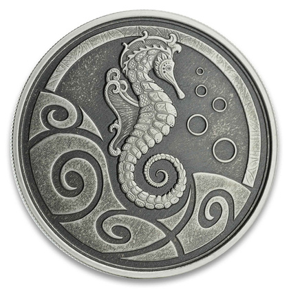 Samoa: Konik Morski 1 uncja Srebra 2019 Antiqued Coin