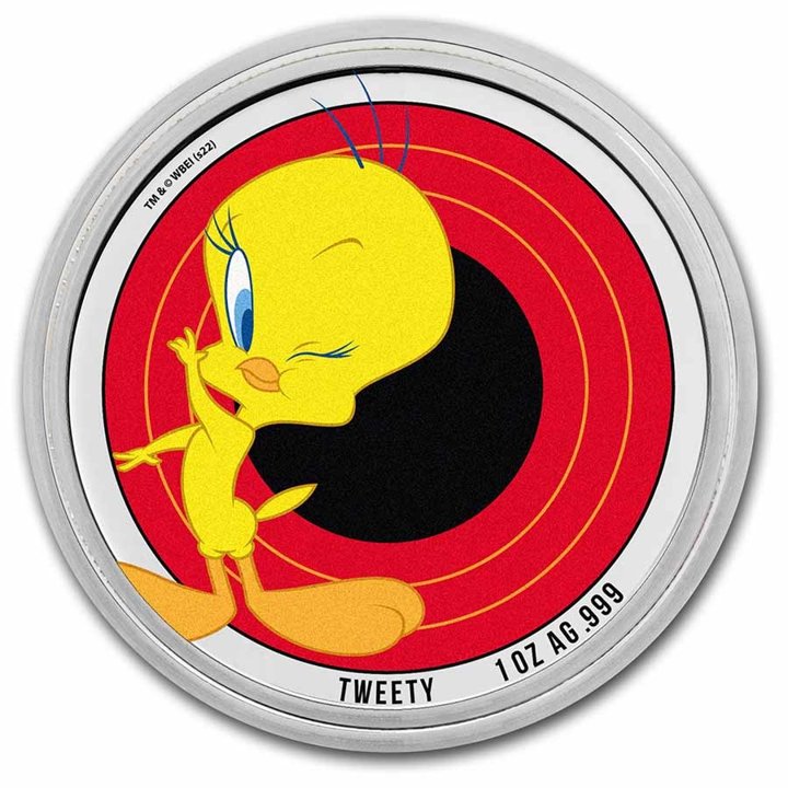 Samoa: Looney Tunes - Tweety kolorowany 1 uncja Srebra 2023 Slab