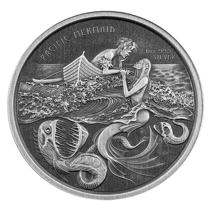 Samoa: Pacific Mermaid 1 uncja Srebra 2021 Antique Coin 