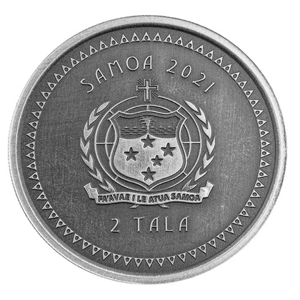 Samoa: Pacific Mermaid 1 uncja Srebra 2021 Antique Coin 