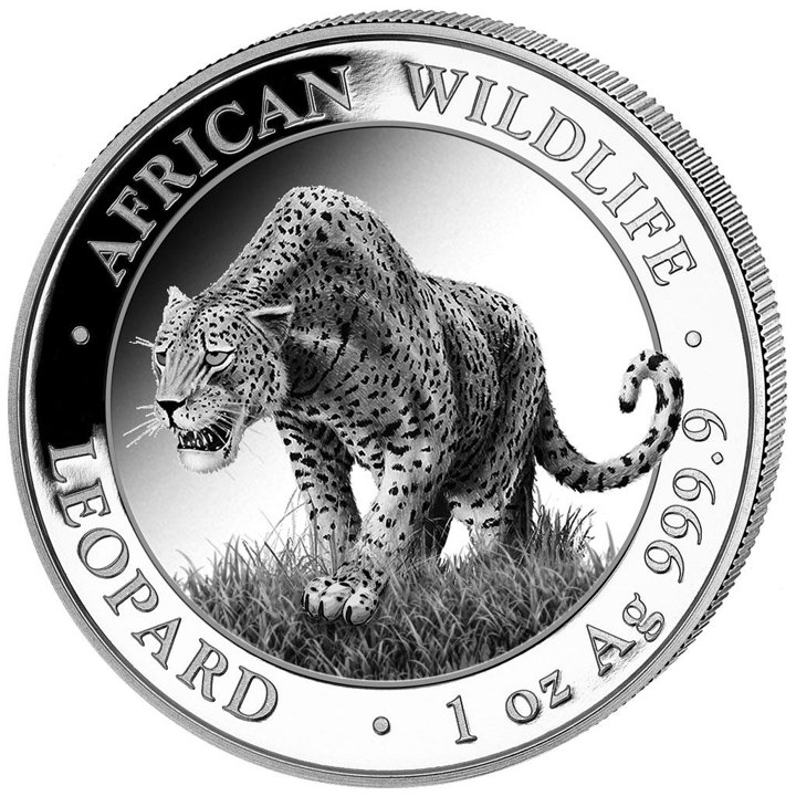 Somalia: African Wildlife - Leopard 1 uncja Srebra 2023