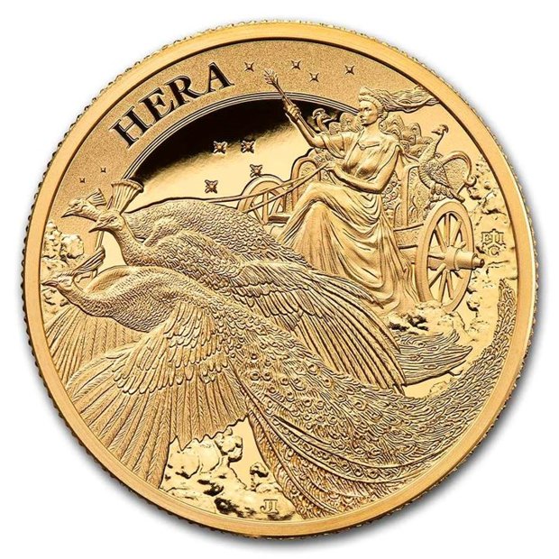 St Helena: Goddess - Hera and the Peacock 1 uncja Złota 2022 Proof