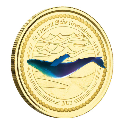 St. Vincent & The Grenadines - Humpback Whale kolorowany 1 uncja Złota 2021 Proof