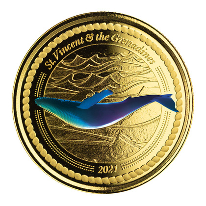 St. Vincent & The Grenadines - Humpback Whale kolorowany 1 uncja Złota 2021 Proof