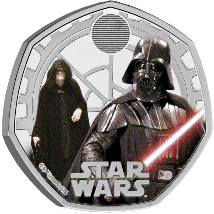 Star Wars: Darth Vader & Emperor Palpatine kolorowany 50p Srebro 2023 Proof 