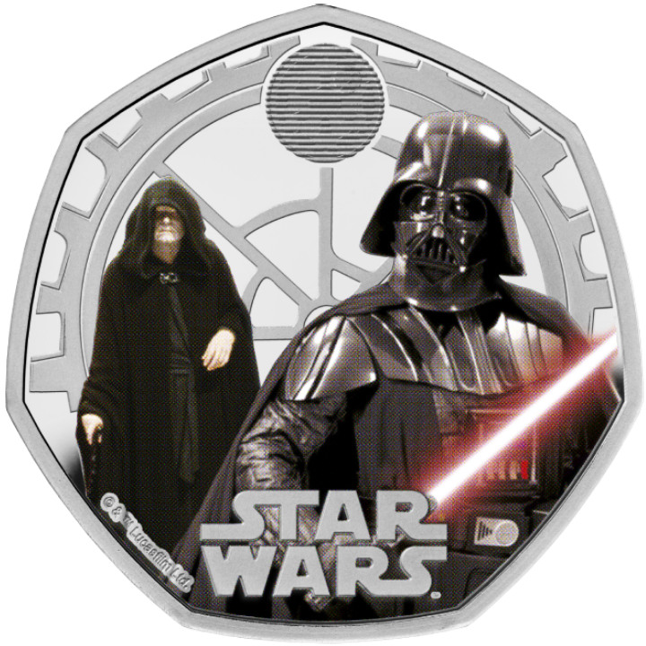 Star Wars: Darth Vader & Emperor Palpatine kolorowany 50p Srebro 2023 Proof 