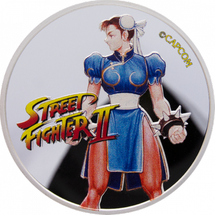 Street Fighter II: Chun Li kolorowana 30. rocznica gry 1 uncja Srebra 2021 