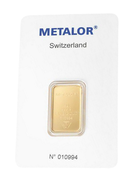 Sztabka Metalor 5 gramów Złota LBMA