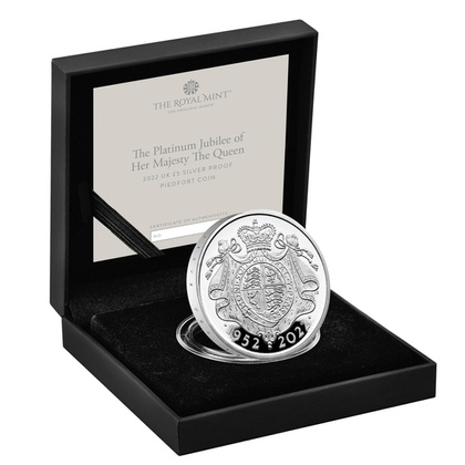 The Platinum Jubilee of Her Majesty The Queen £5 Srebro 2022 Proof Piedfort Coin 