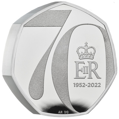 The Platinum Jubilee of Her Majesty The Queen Srebro 50p 2022 Proof Piedfort Coin 