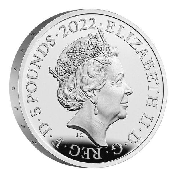 The Queens Reign - Commonwealth Srebro £5 2022 Proof 