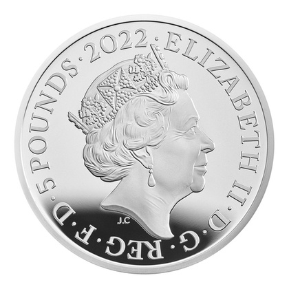 The Queen's Reign Honours and Investitures Srebro £5 2022 Proof