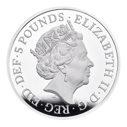 The Queen's Reign Honours and Investitures Srebro £5 2022 Proof Piedfort Coin