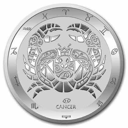 Tokelau: Zodiac Series - Rak 1 uncja Srebra 2022 Slab 