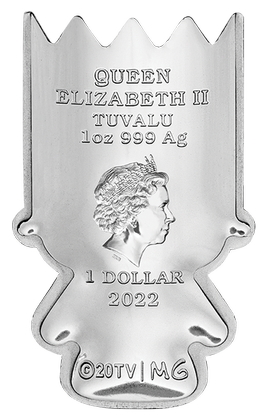 Tuvalu: Bart Simpson kolorowany 1 uncja Srebra 2022 Minted Minis Coin
