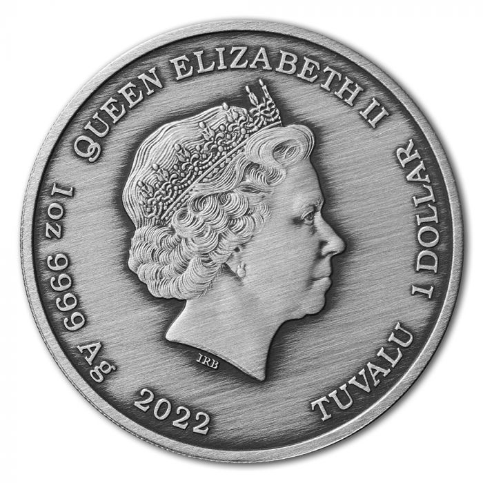 Tuvalu: Bogowie Olimpu - Atena 1 uncja Srebra 2022 Antiqued Coin