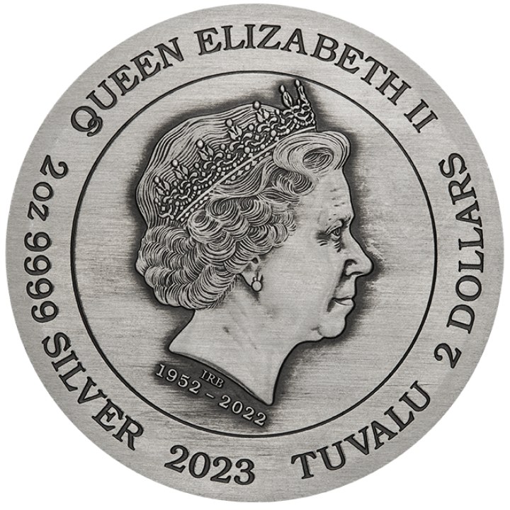 Tuvalu: The Phantom kolorowany 2 uncje Srebra 2023 Antiqued Coin